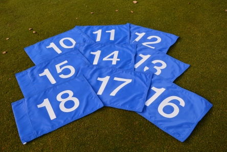 2 ply numbered tie on flag set blue