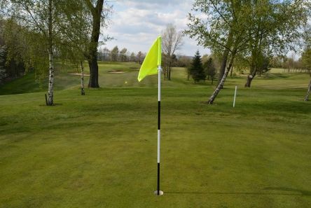 flourescent yellow flag with cotton tie