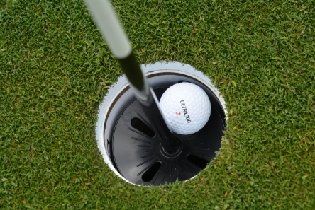 putting green flag with plastic ball tray