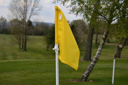 standard yellow nylon golf flag with tie