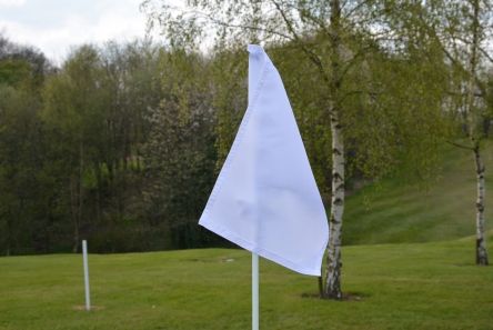 white tie on flag for golf football or rugby